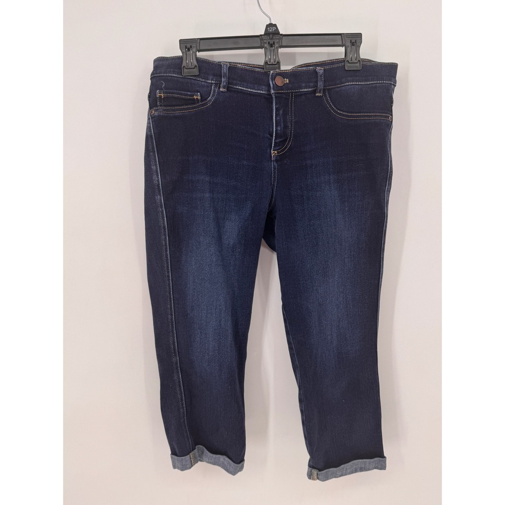 NY&C Legging Crop Women Size 12 Dark Wash Stretch Denim Cuffed Capri Jeans
